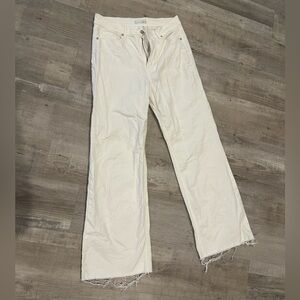 LOFT wide leg white jeans